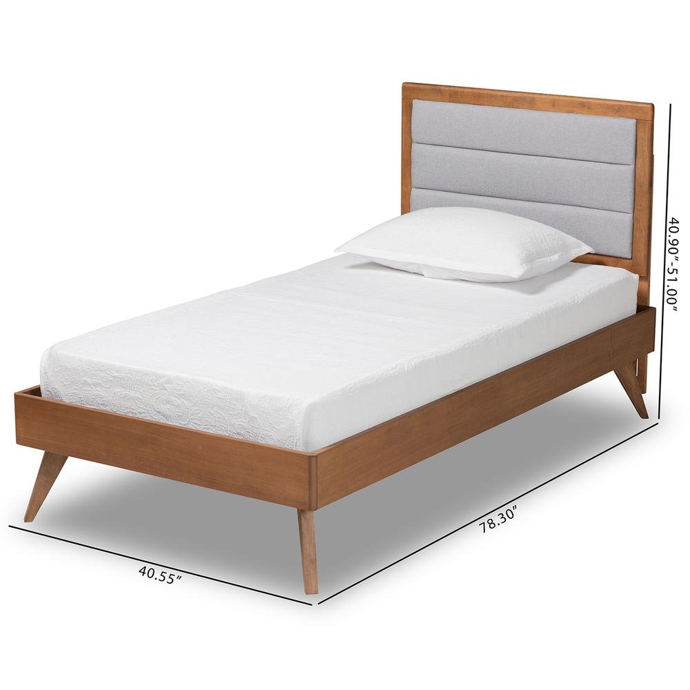 Walnut Brown Finished Wood Twin Size Platform Bed. Picture 19