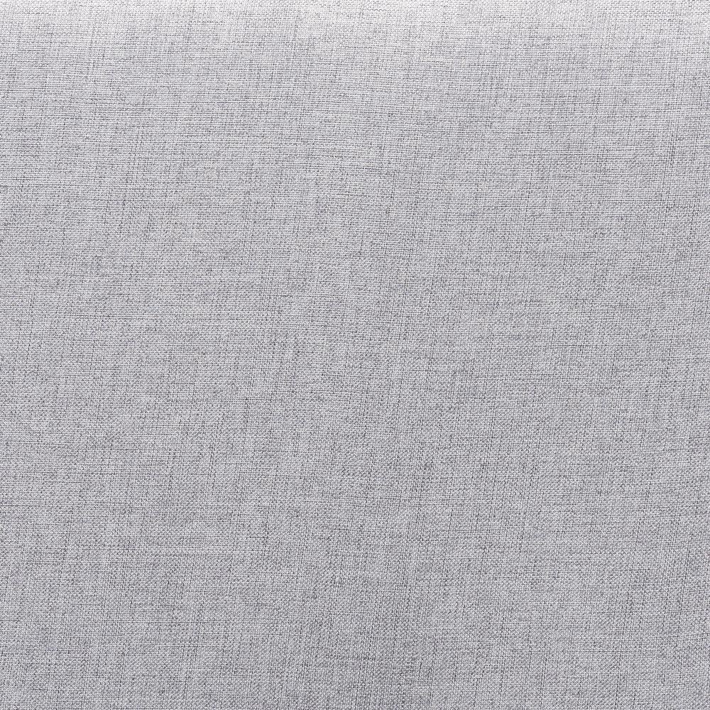 Light Grey Fabric Upholstered and Walnut Brown Finished Wood Twin Size Headboard. Picture 10