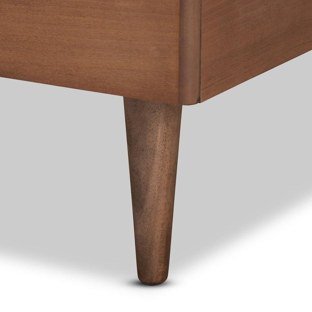 Walnut brown Finished Wood Twin Size Platform Bed. Picture 15