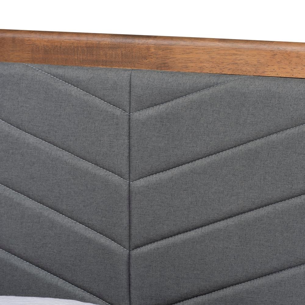 Walnut brown Finished Wood Twin Size Platform Bed. Picture 14