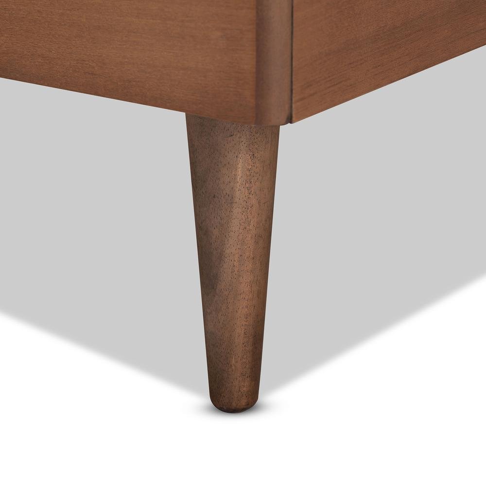 Walnut brown Finished Wood Twin Size Platform Bed. Picture 15