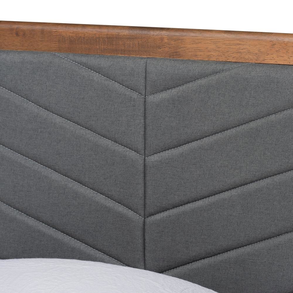 Walnut brown Finished Wood Twin Size Platform Bed. Picture 14