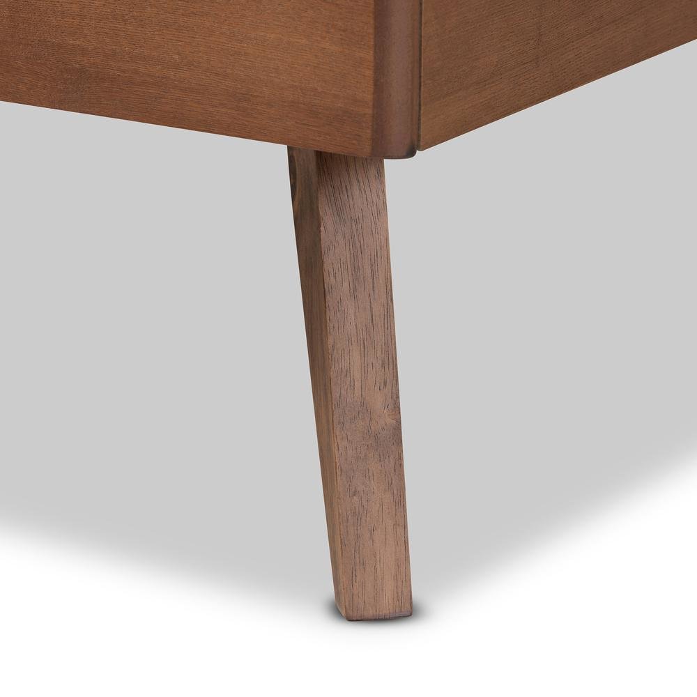 Walnut brown Finished Wood Twin Size Platform Bed. Picture 15