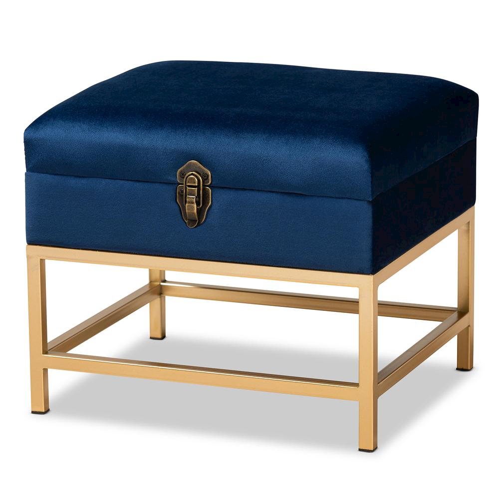 Gold Finished Metal Small Storage Ottoman. Picture 11
