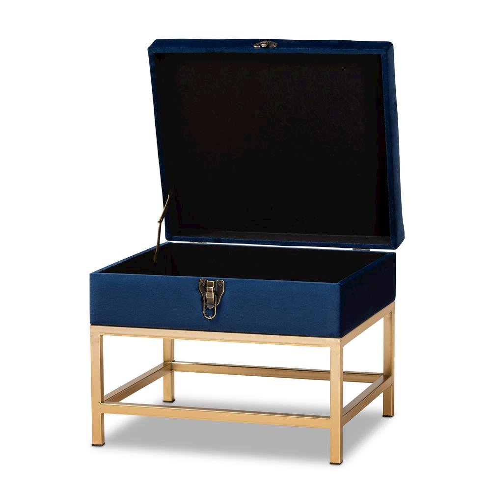 Gold Finished Metal Small Storage Ottoman. Picture 12