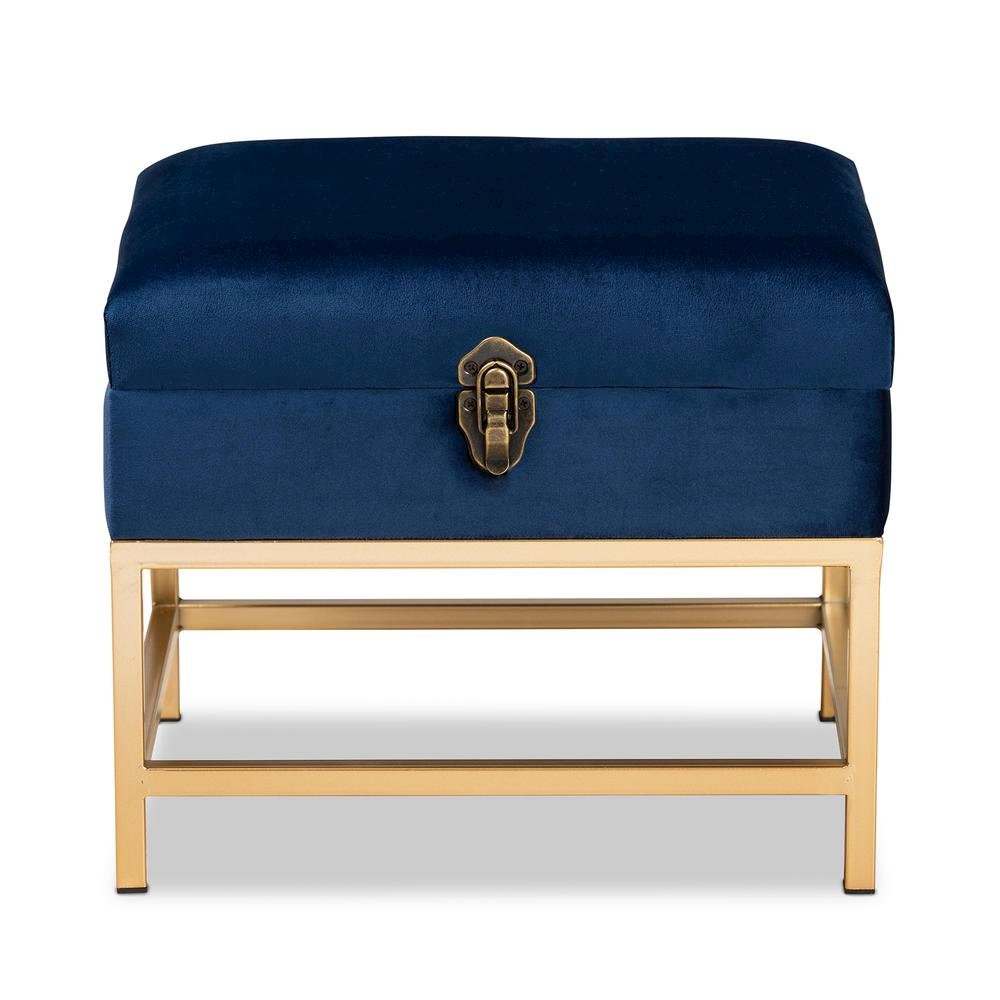 Gold Finished Metal Small Storage Ottoman. Picture 13