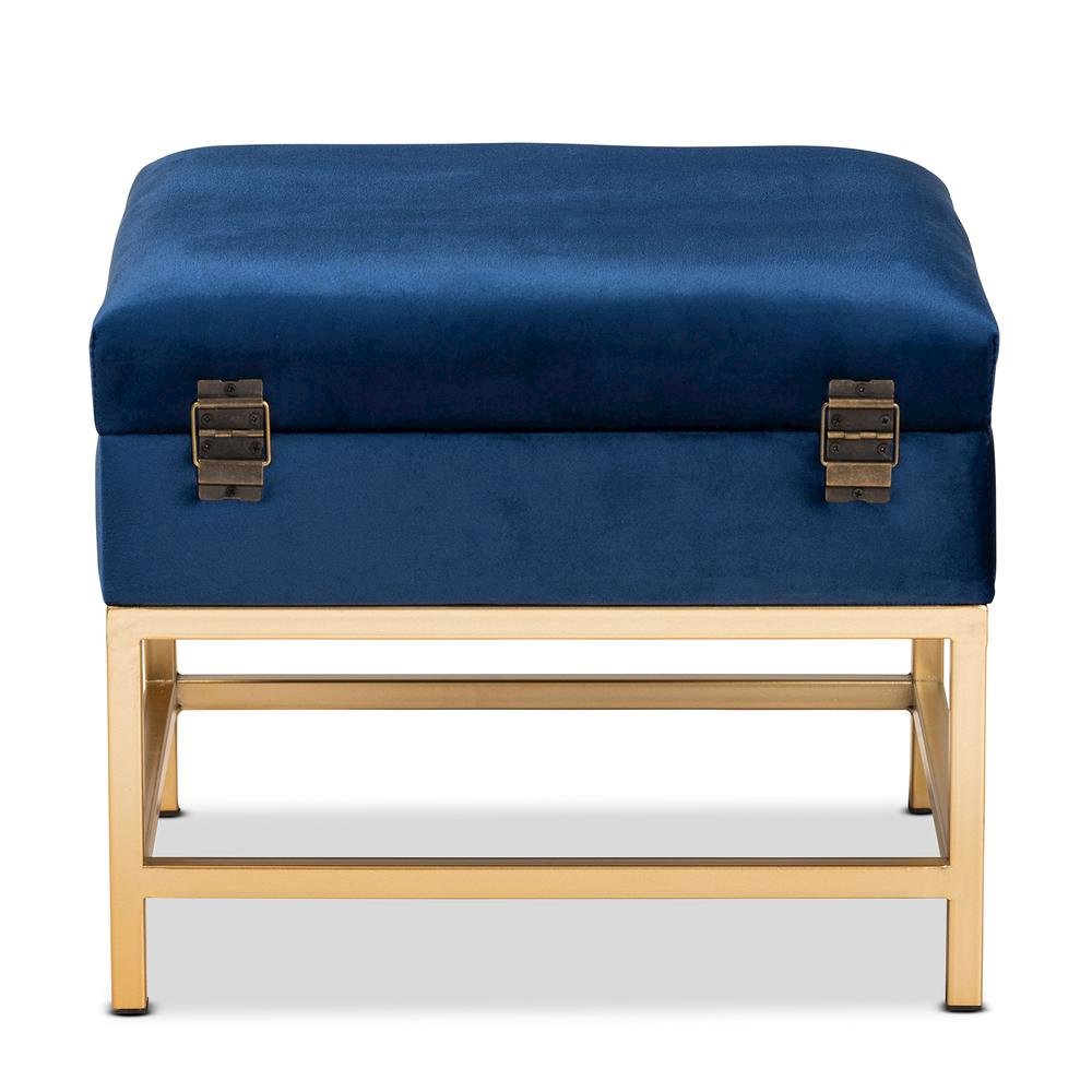 Gold Finished Metal Small Storage Ottoman. Picture 15