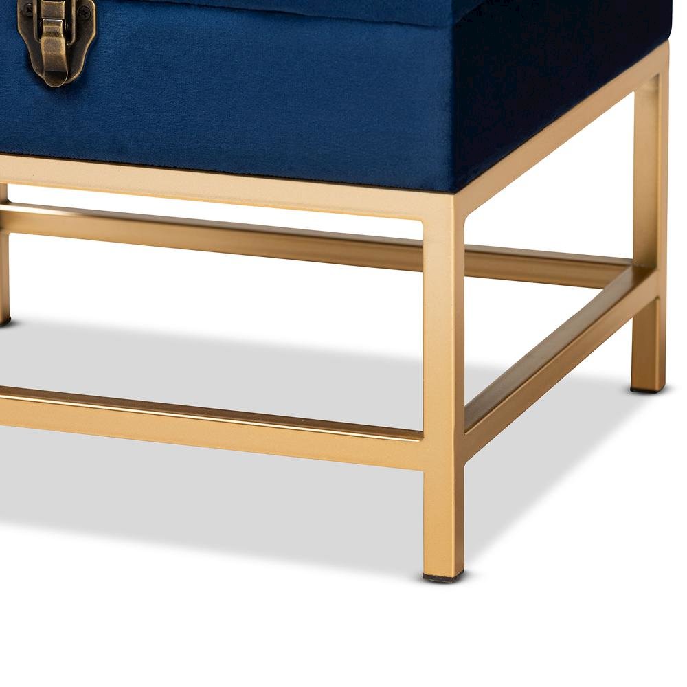 Gold Finished Metal Small Storage Ottoman. Picture 16
