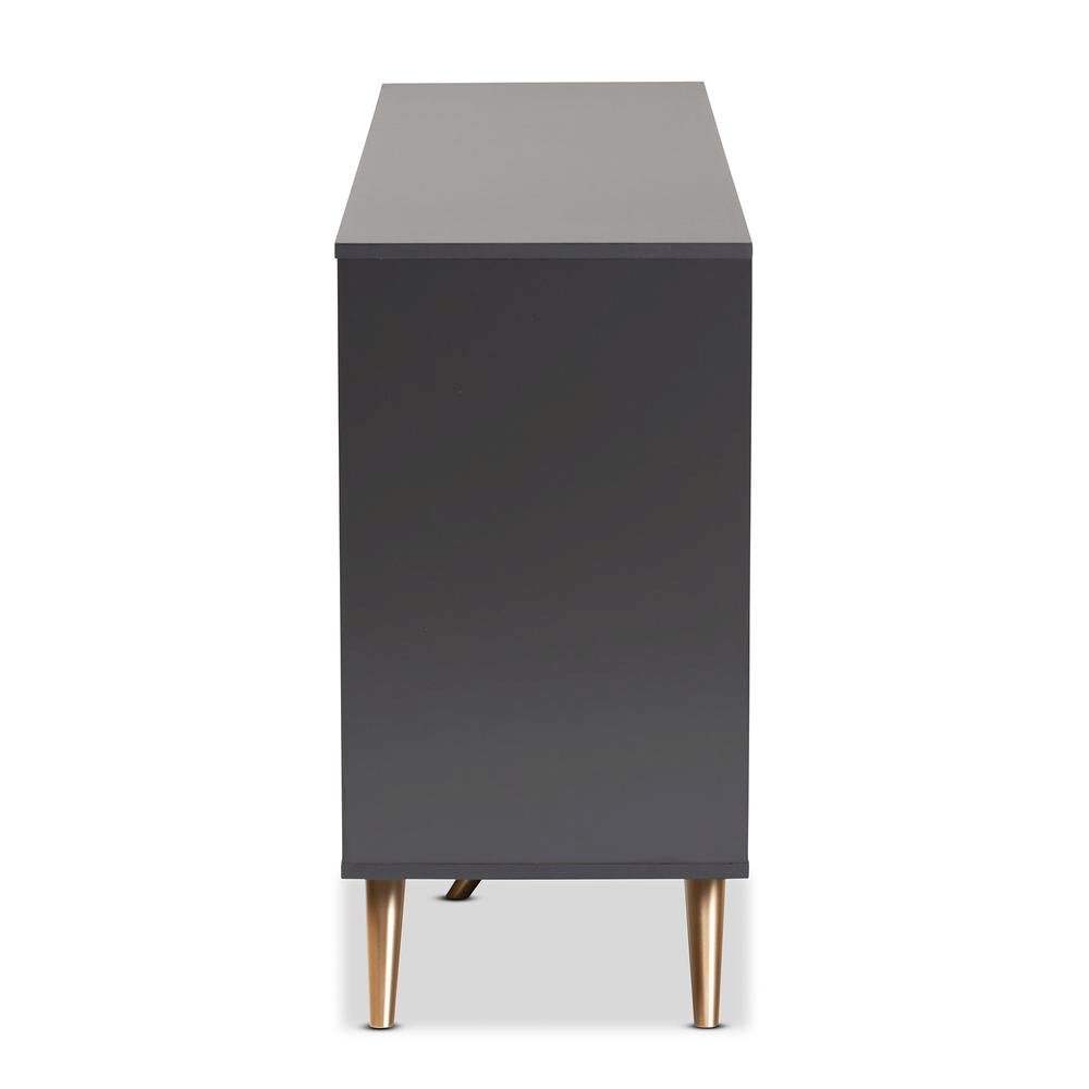 Dark Grey and Gold Finished Wood 2-Door Sideboard Buffet. Picture 14