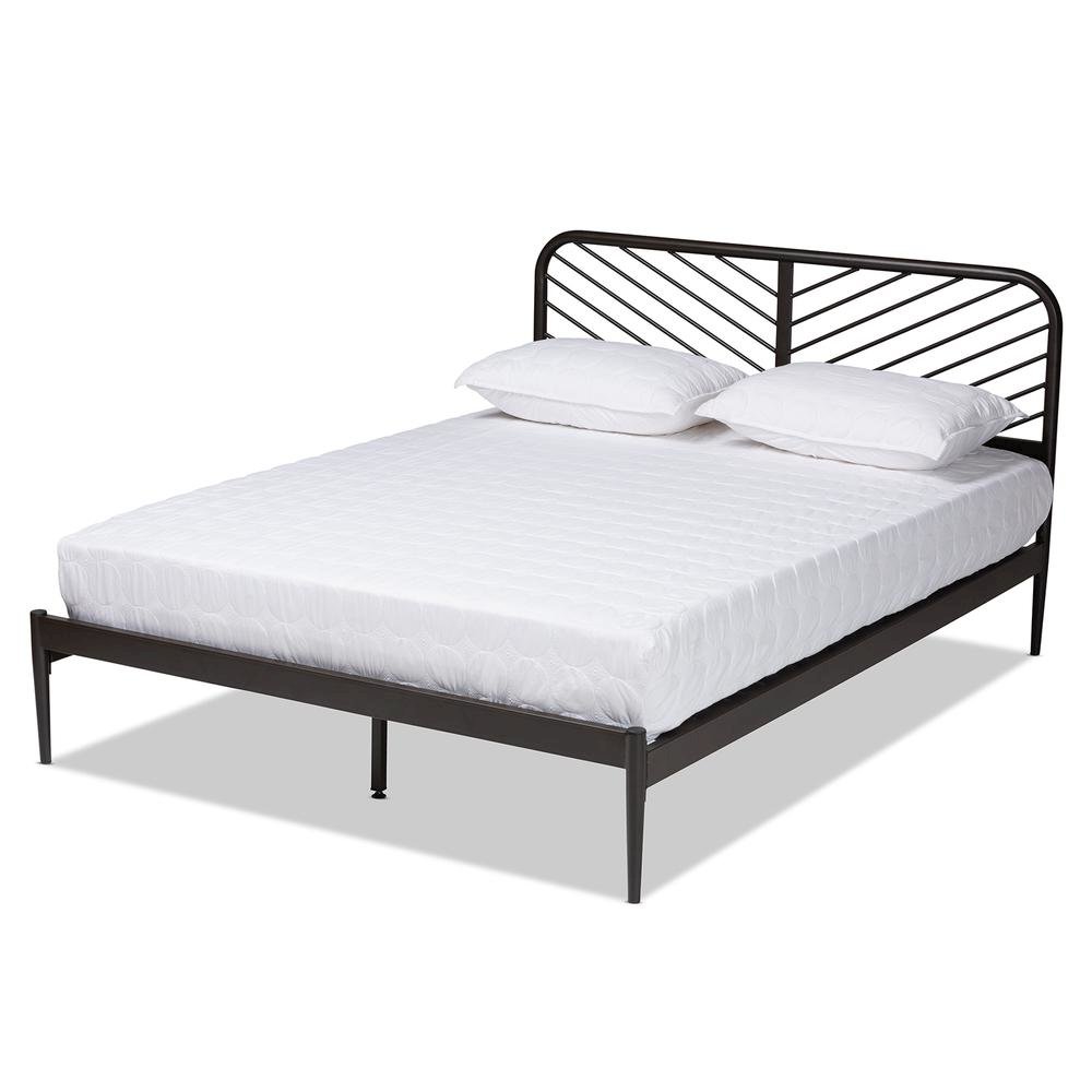 Industrial Black Bronze Metal Queen Size Platform Bed. Picture 10