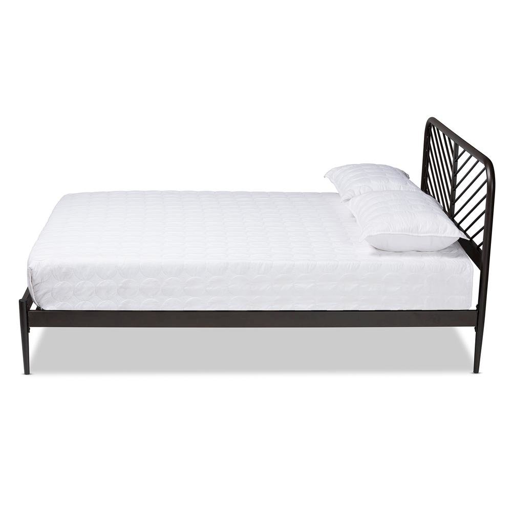 Industrial Black Bronze Metal Queen Size Platform Bed. Picture 11