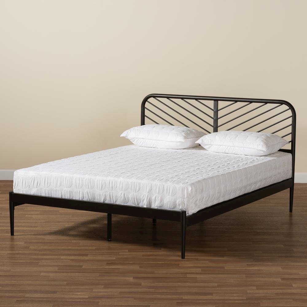 Industrial Black Bronze Metal Queen Size Platform Bed. Picture 16