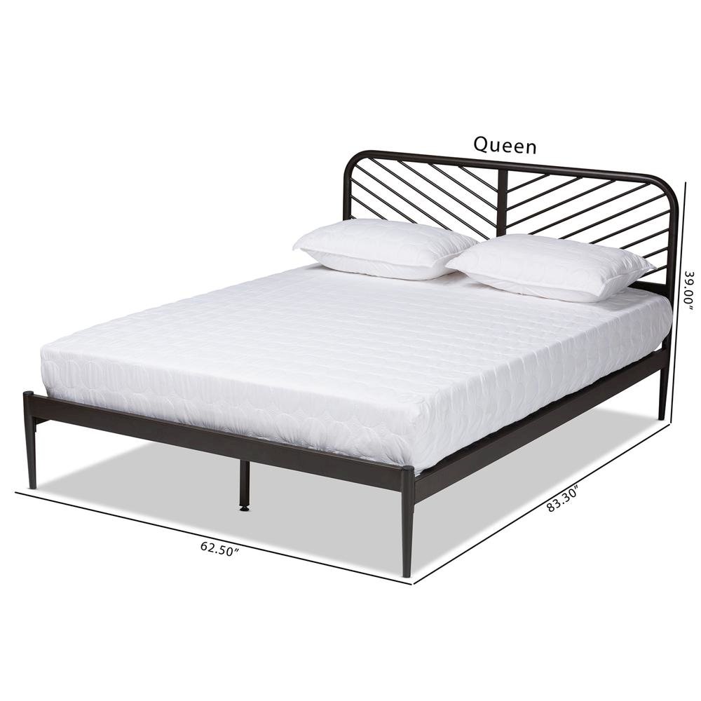 Industrial Black Bronze Metal Queen Size Platform Bed. Picture 18