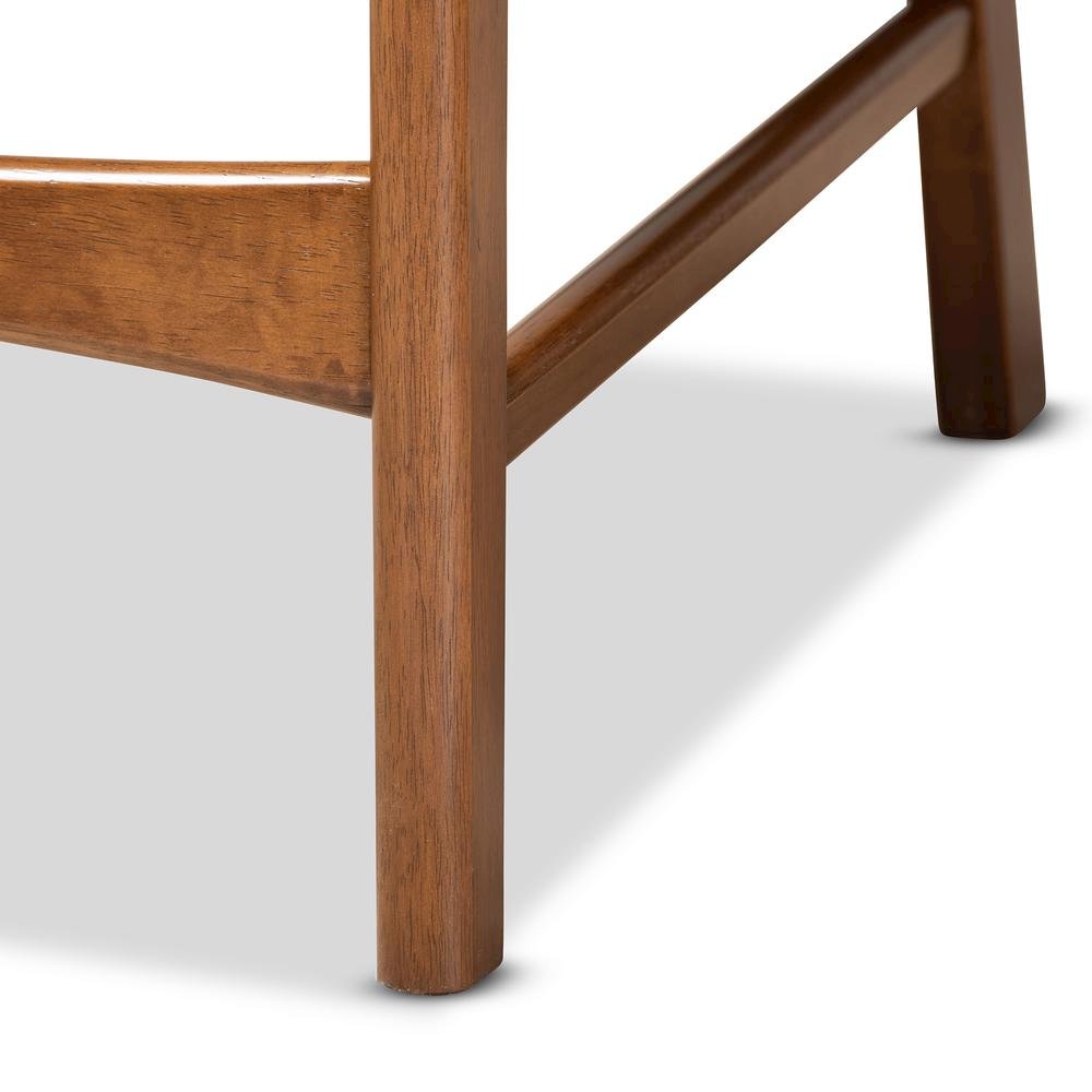 Grey Fabric Upholstered and Walnut Brown Finished Wood 2-Piece Counter Stool Set. Picture 13