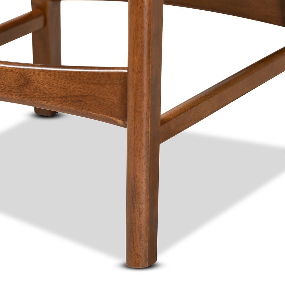 Sand Fabric Upholstered and Walnut Brown Finished Wood 2-Piece Counter Stool Set. Picture 13