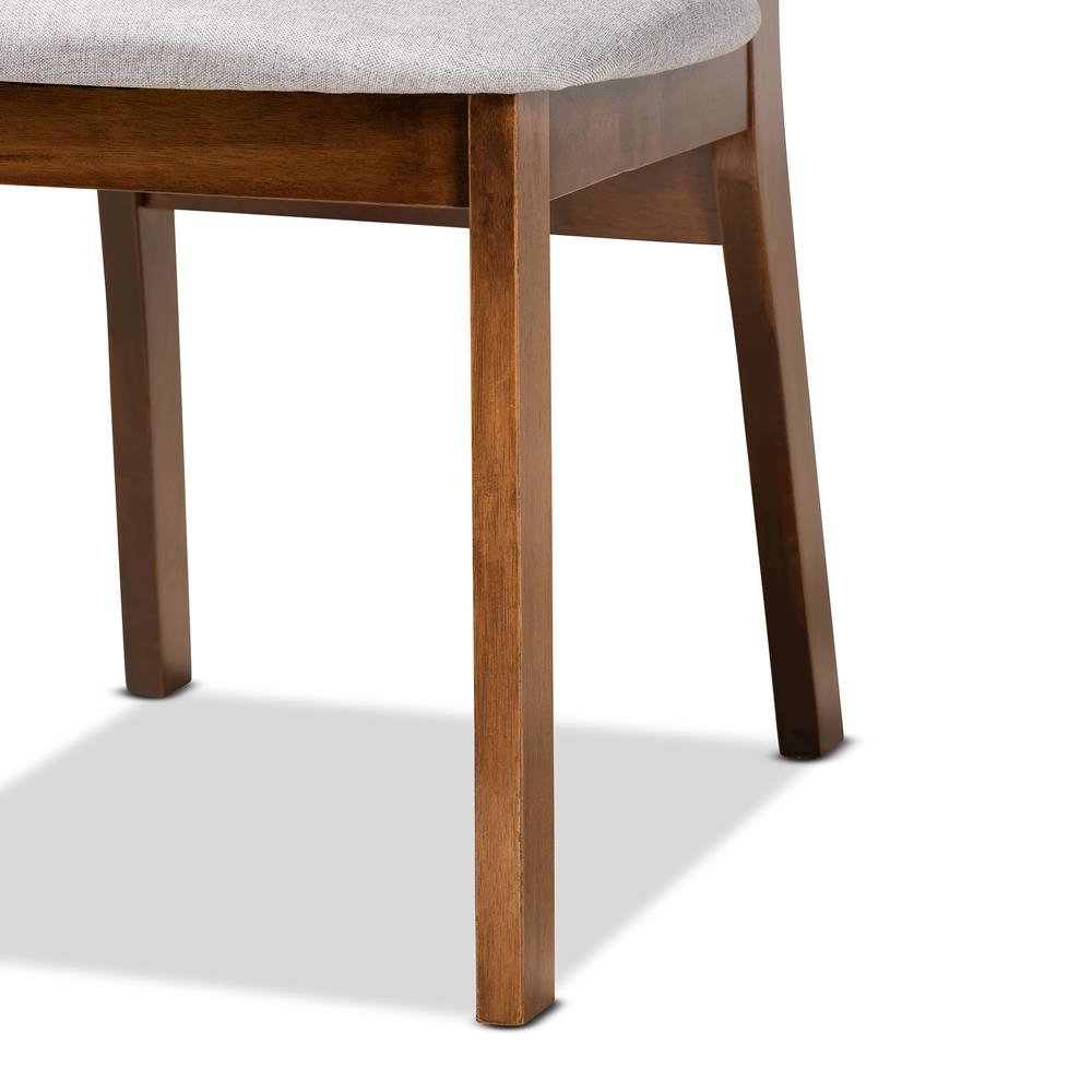 Grey Fabric Upholstered and Walnut Brown Finished Wood 2-Piece Dining Chair Set. Picture 13