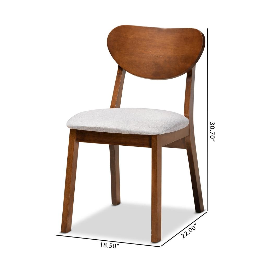 Grey Fabric Upholstered and Walnut Brown Finished Wood 2-Piece Dining Chair Set. Picture 16
