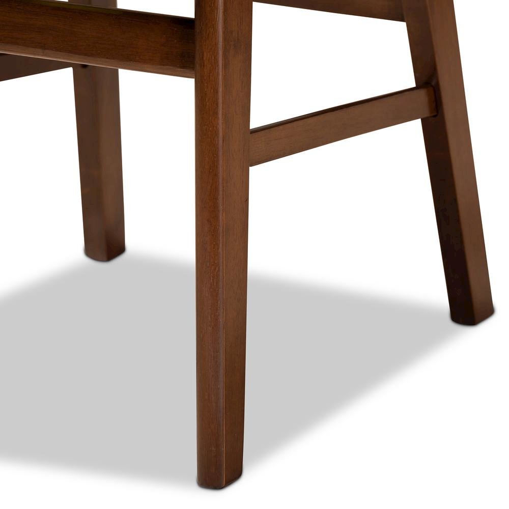 Sand Fabric Upholstered and Walnut Brown Finished Wood 2-Piece Dining Chair Set. Picture 13
