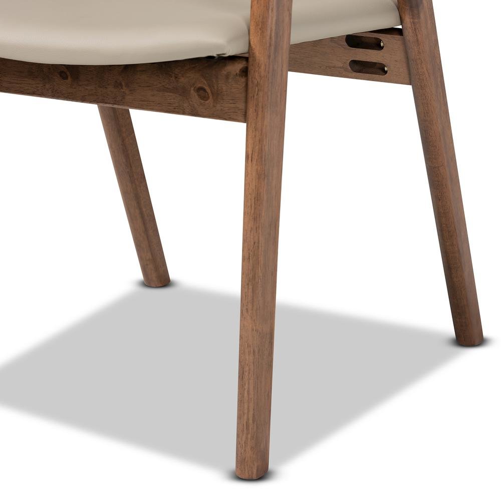 Leather Upholstered and Walnut Brown Finished Wood 2-Piece Dining Chair Set. Picture 15