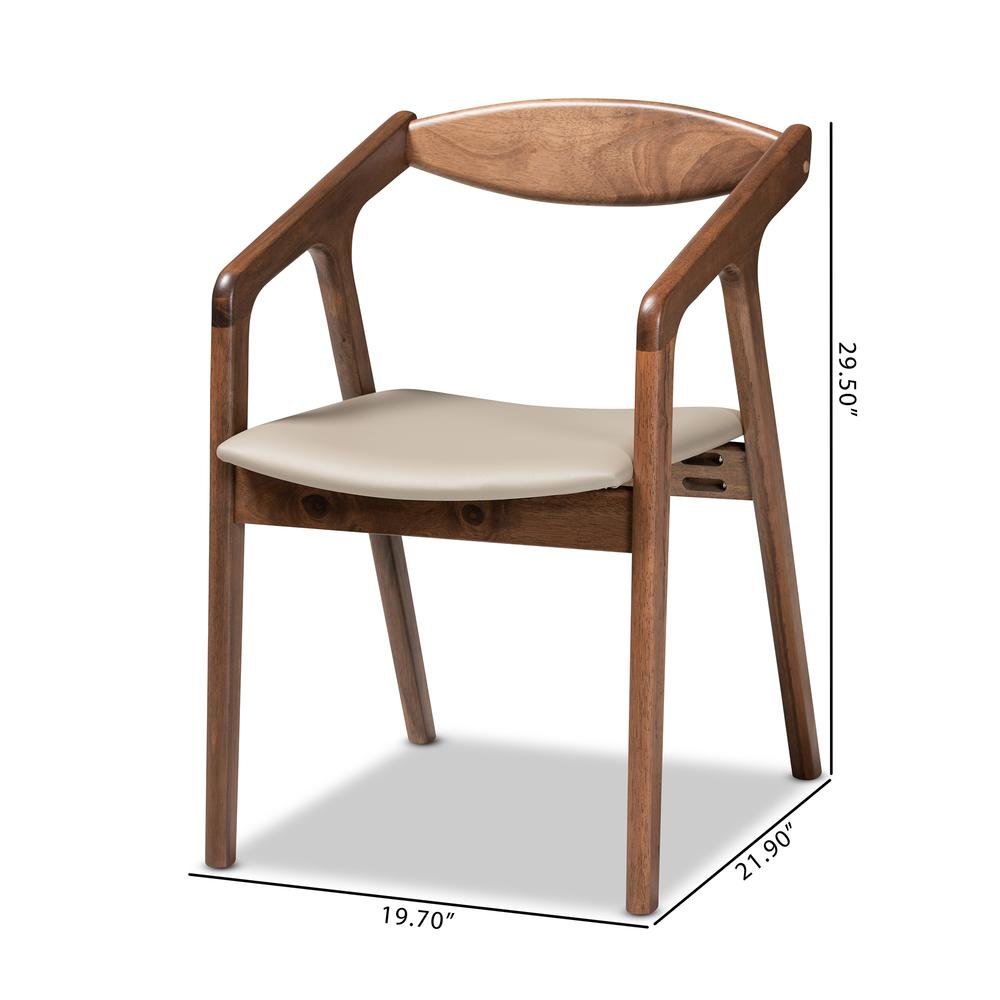 Leather Upholstered and Walnut Brown Finished Wood 2-Piece Dining Chair Set. Picture 18