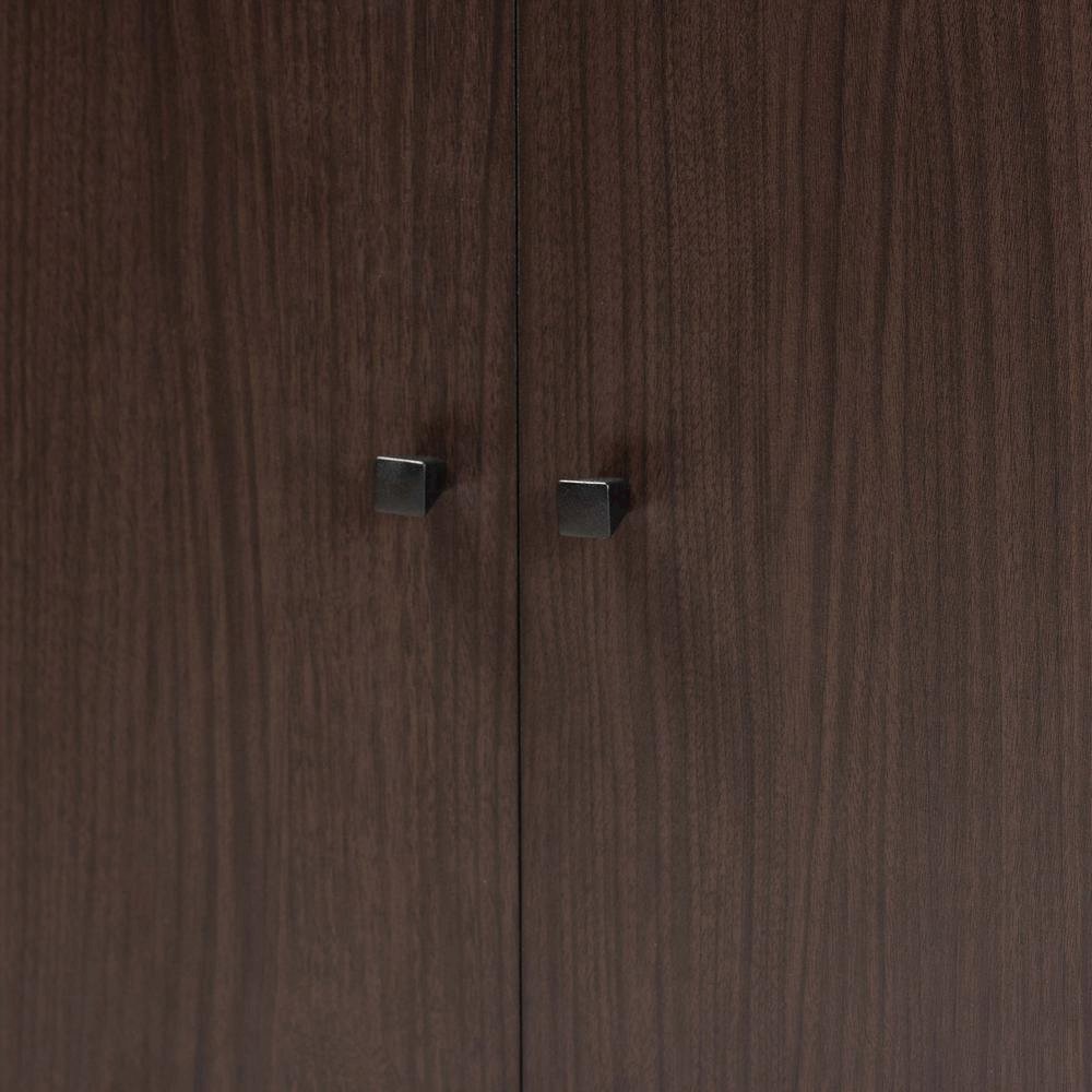 Dark Brown Finished Wood 2-Door Entryway Shoe Storage Cabinet with Bottom Shelf. Picture 16