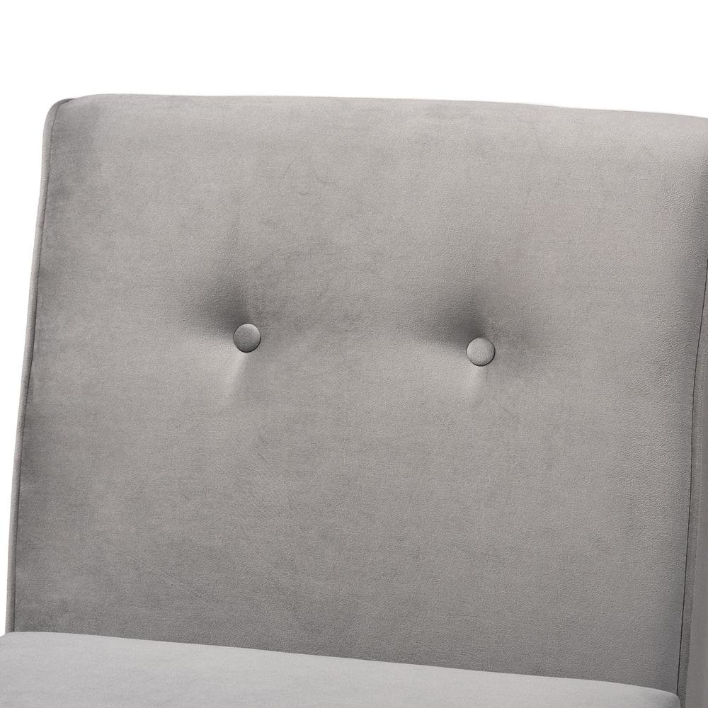 Grey Velvet Upholstered and Walnut Brown Finished Wood Dining Chair. Picture 15