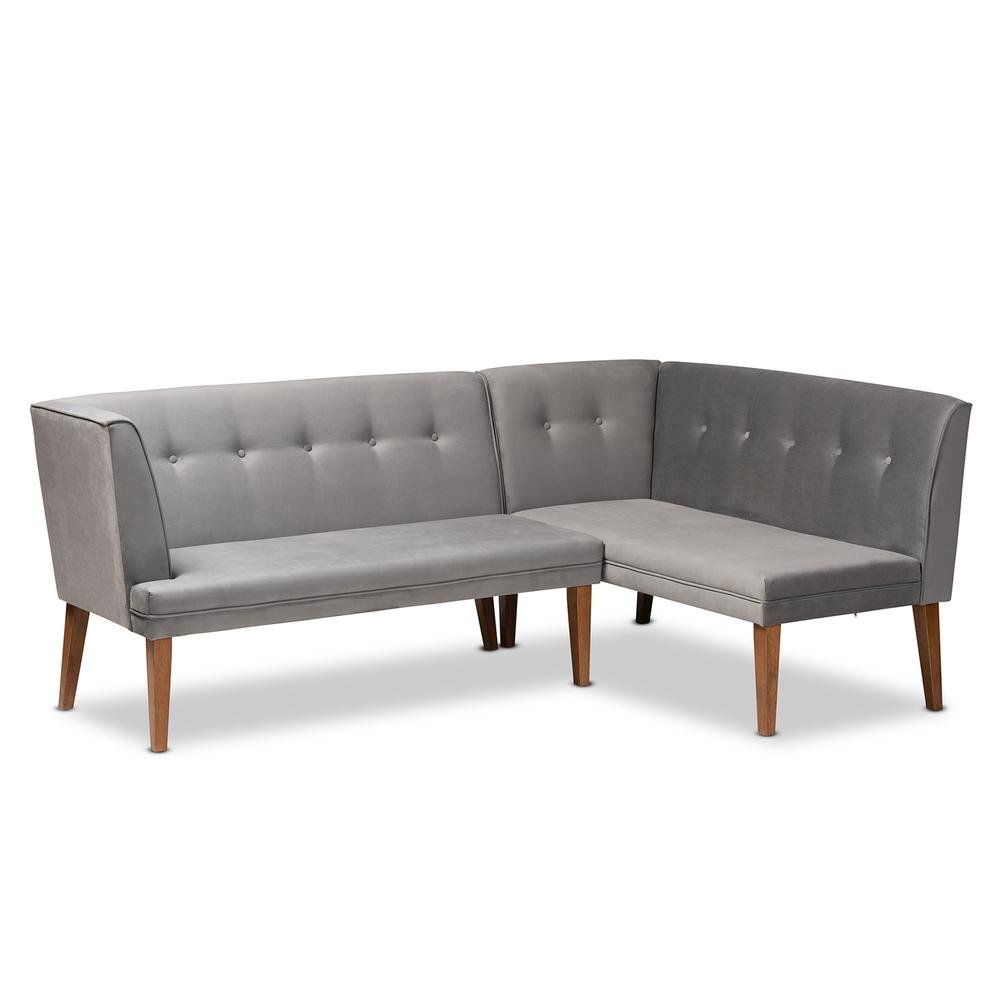 Walnut Brown Finished Wood 2-Piece Dining Nook Banquette Set. Picture 10