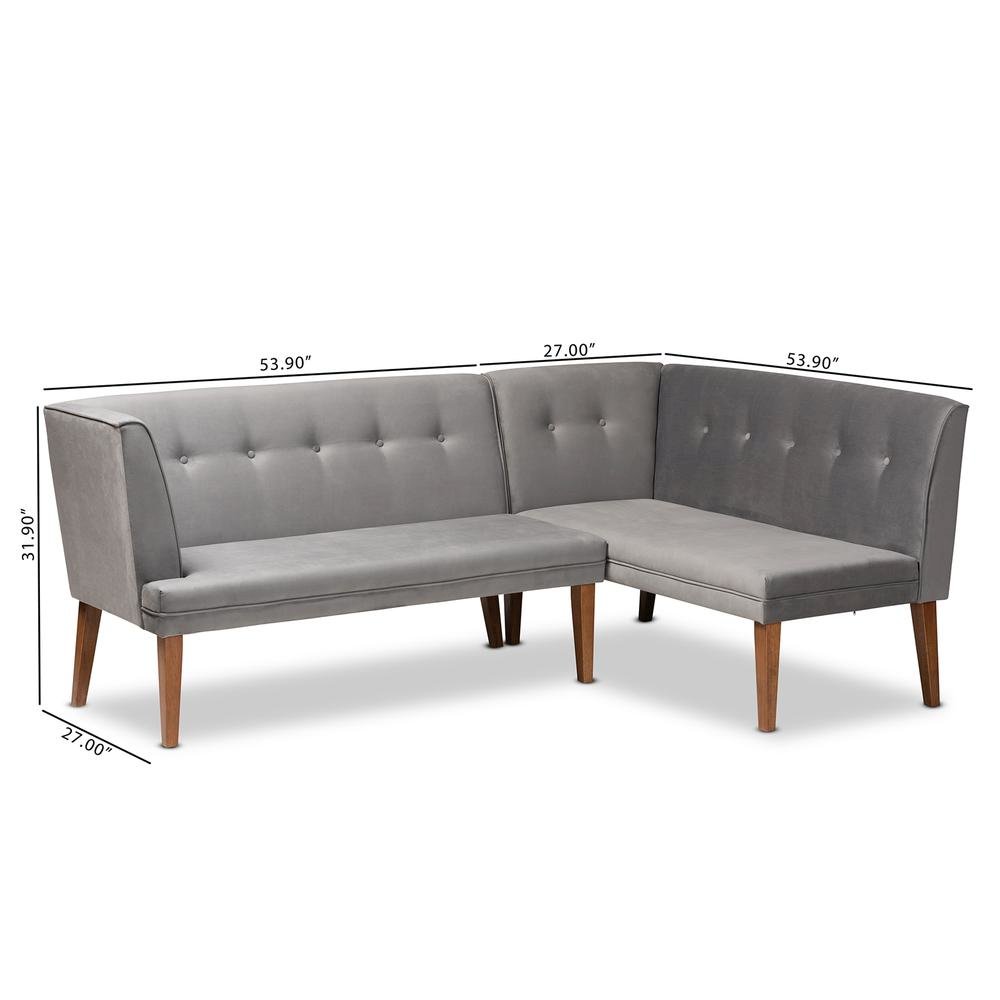 Walnut Brown Finished Wood 2-Piece Dining Nook Banquette Set. Picture 18