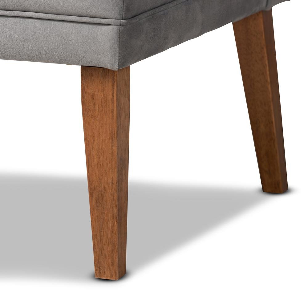 Grey Velvet Upholstered and Walnut Brown Finished Wood 3-Piece Dining Nook Set. Picture 18