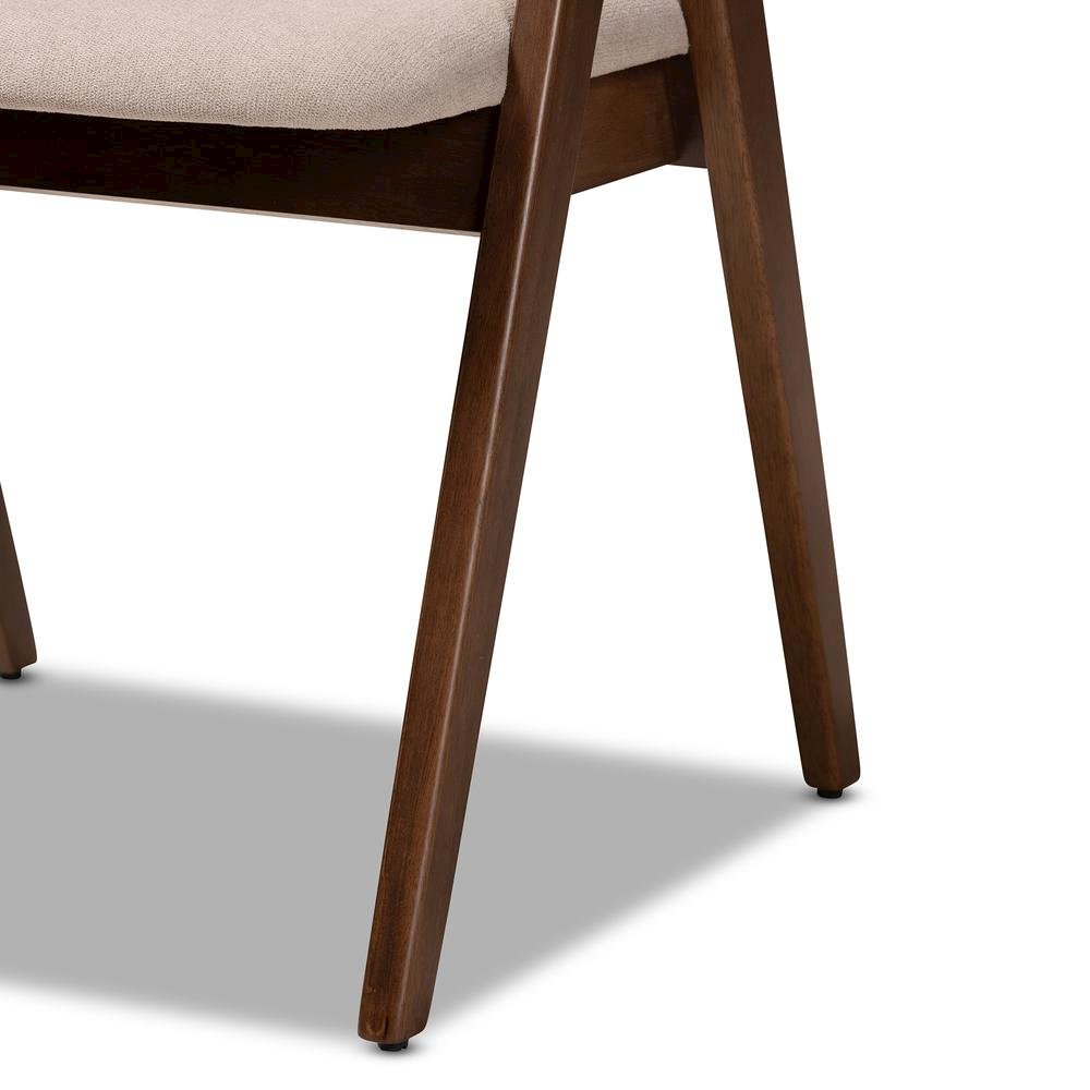 Beige Fabric Upholstered and Walnut Brown Finished Wood 2-Piece Dining Chair Set. Picture 14