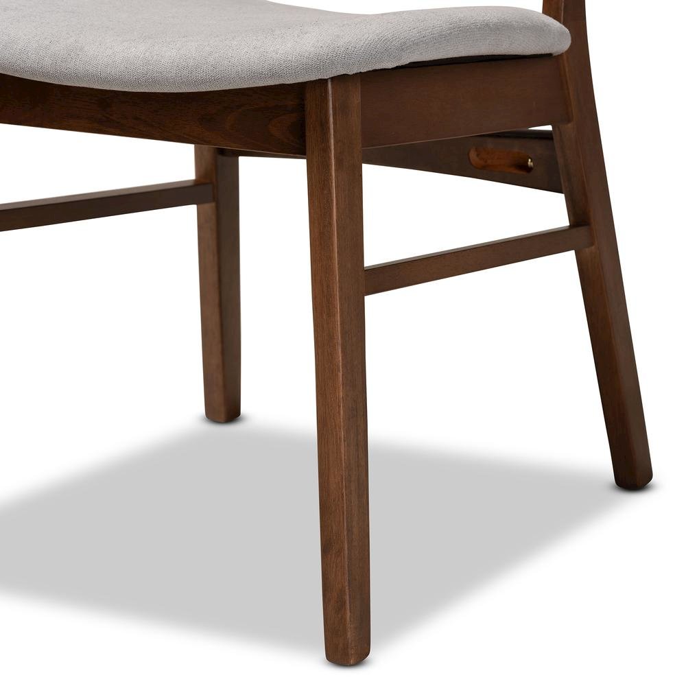 Grey Fabric Upholstered and Walnut Brown Finished Wood 2-Piece Dining Chair Set. Picture 14