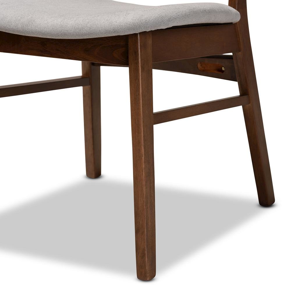 Grey Fabric Upholstered and Walnut Brown Finished Wood 5-Piece Dining Set. Picture 16