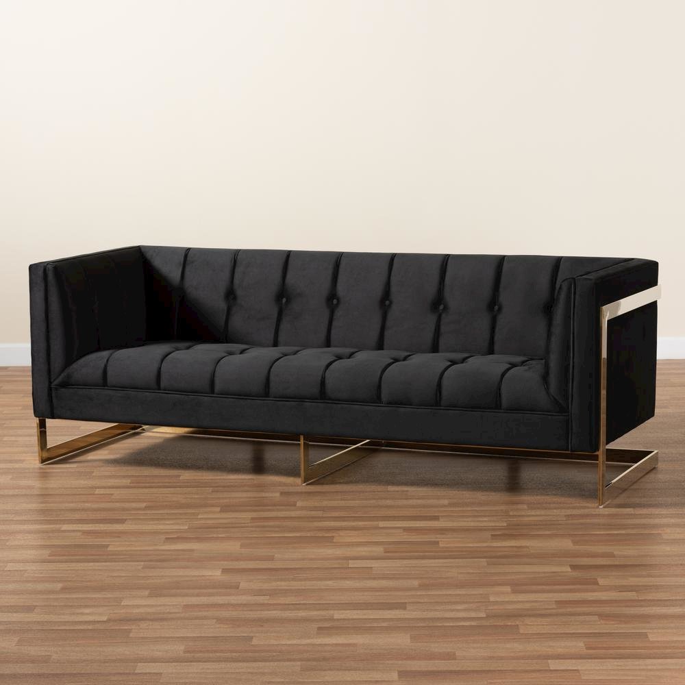 Button Tufted Sofa with Gold-Tone Frame. Picture 19