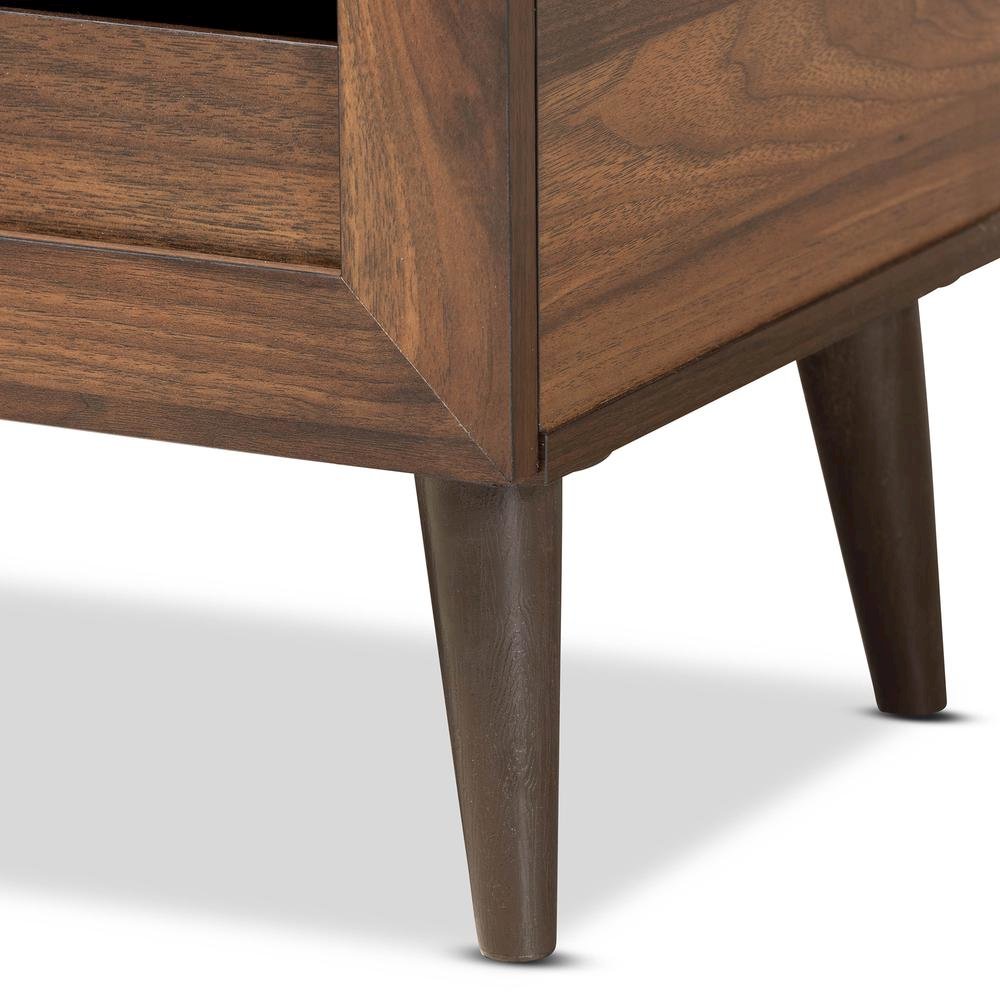 Walnut Brown Finished Wood 2-Door Shoe Storage Cabinet. Picture 17