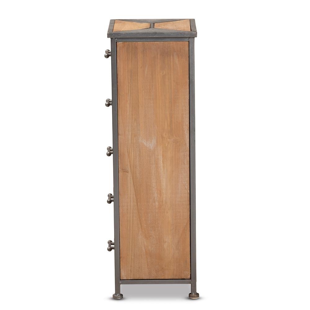 Whitewashed Oak Brown Finished Wood 5-Drawer Accent Storage Cabinet. Picture 12