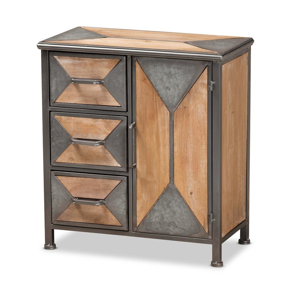 Whitewashed Oak Brown Finished Wood 3-Drawer Accent Storage Cabinet. Picture 10