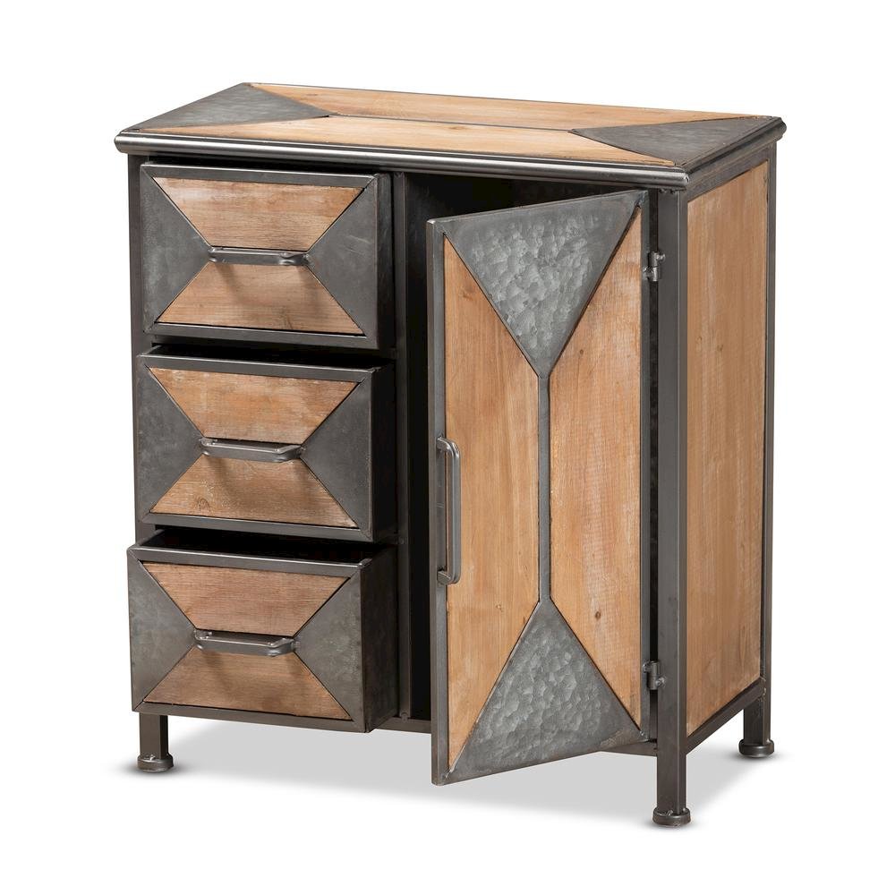 Whitewashed Oak Brown Finished Wood 3-Drawer Accent Storage Cabinet. Picture 11