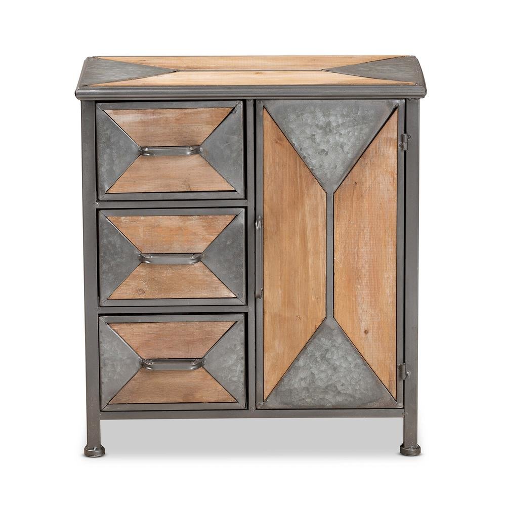 Whitewashed Oak Brown Finished Wood 3-Drawer Accent Storage Cabinet. Picture 12