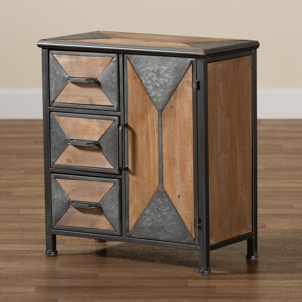 Whitewashed Oak Brown Finished Wood 3-Drawer Accent Storage Cabinet. Picture 17
