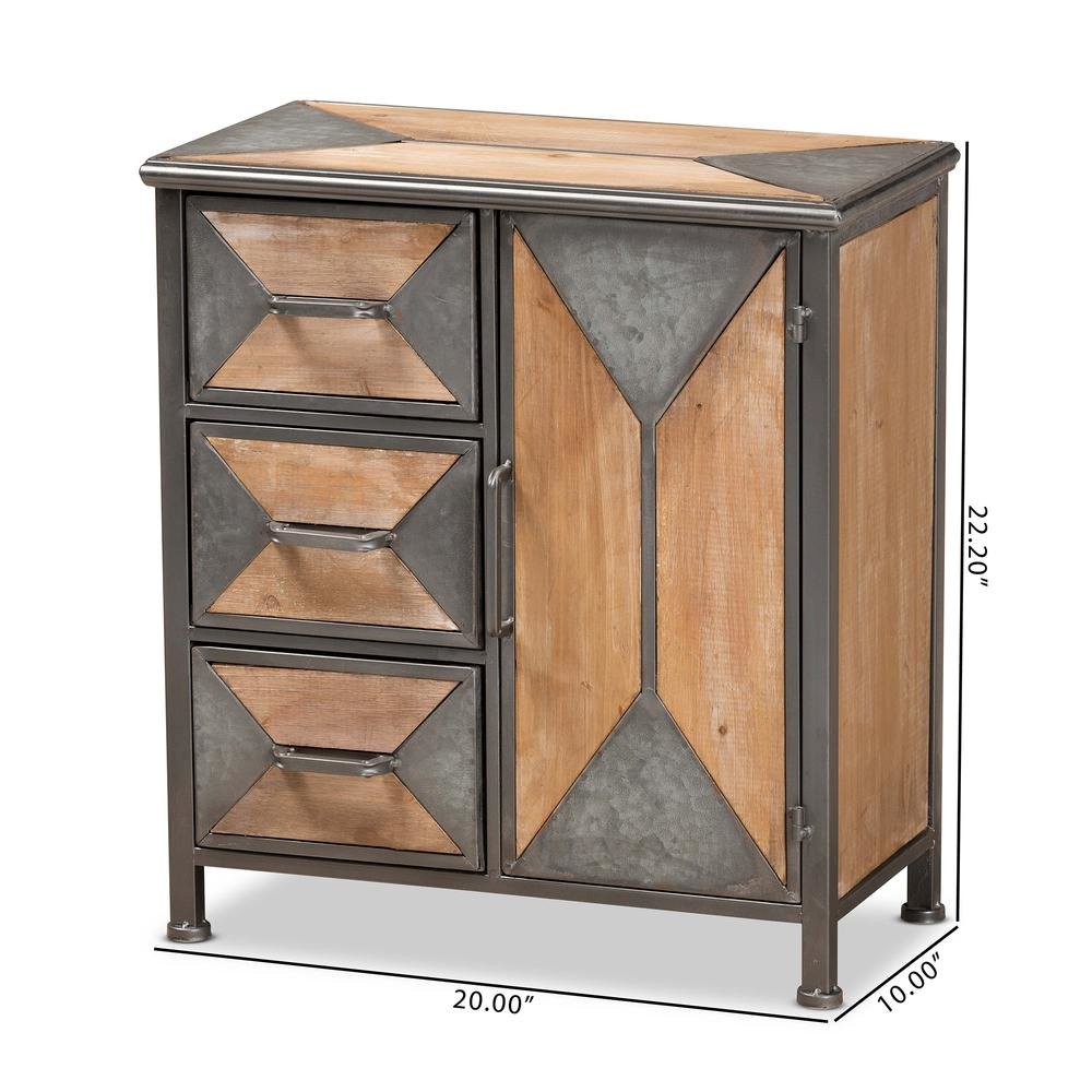 Whitewashed Oak Brown Finished Wood 3-Drawer Accent Storage Cabinet. Picture 18
