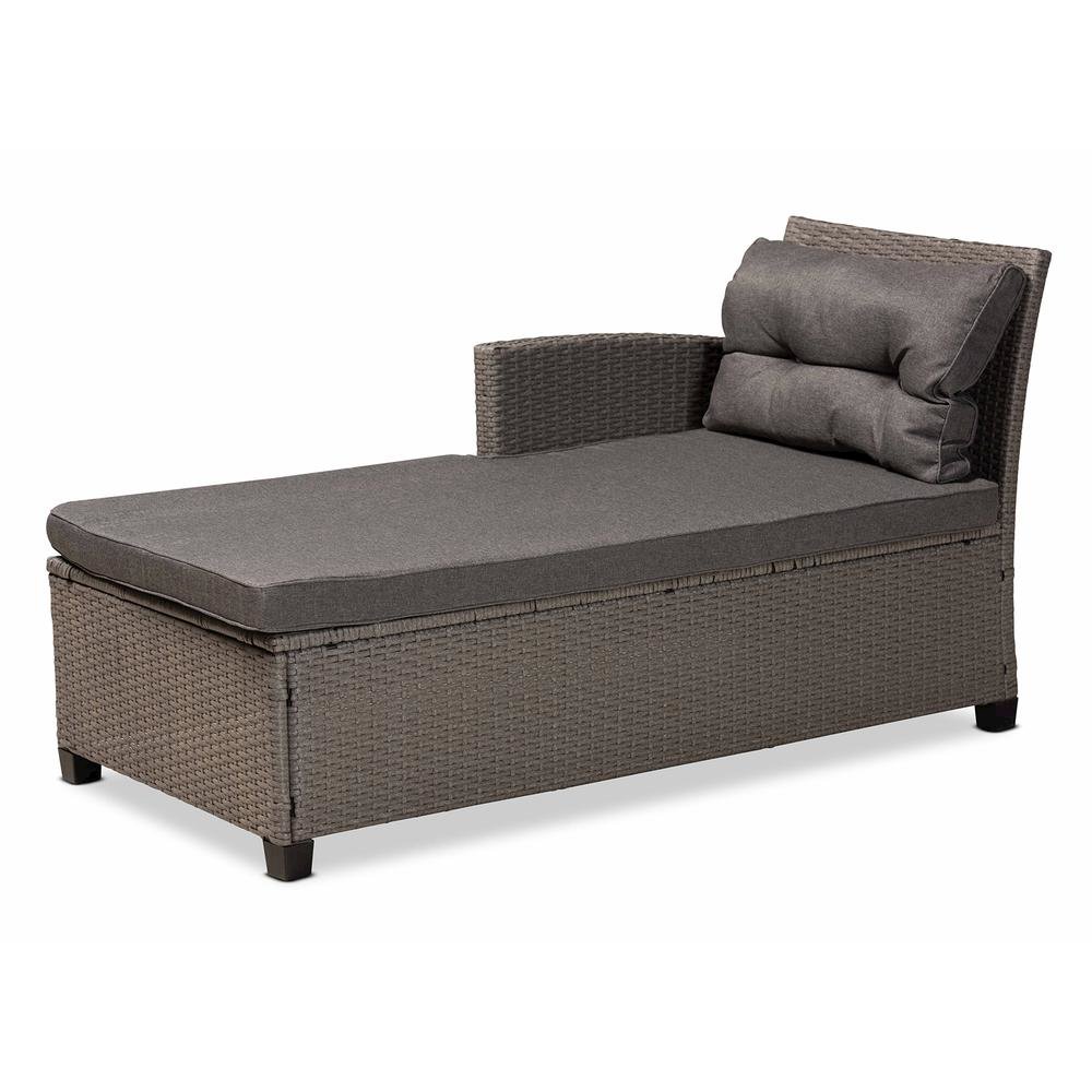 Grey Fabric Upholstered and Grey Synthetic Rattan 4-Piece Patio Set. Picture 13