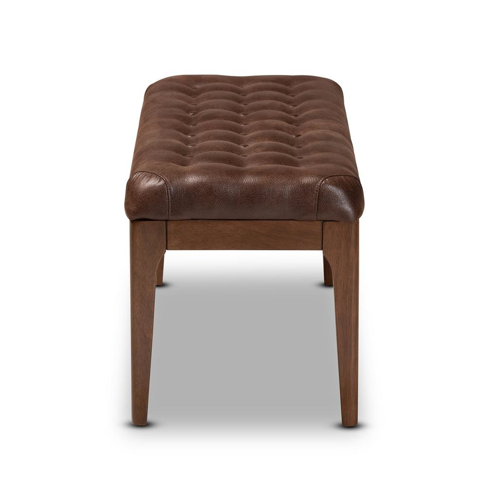 Walnut Brown Finished Wood Dining Bench. Picture 11