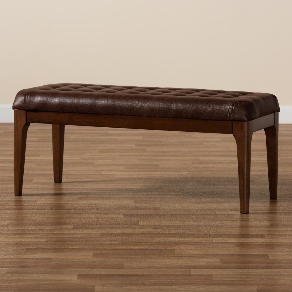Walnut Brown Finished Wood Dining Bench. Picture 15