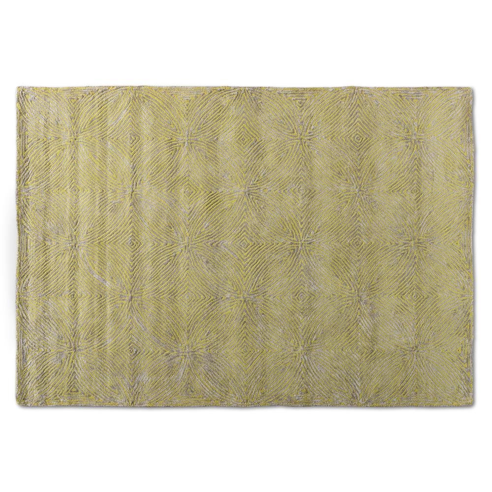 Lime Green and Grey Hand-Tufted Viscose Blend Area Rug. Picture 5