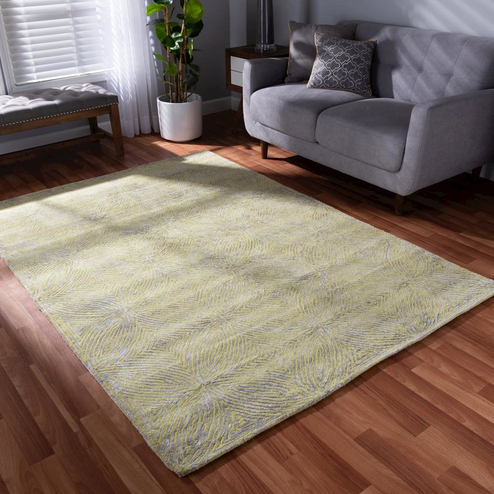 Lime Green and Grey Hand-Tufted Viscose Blend Area Rug. Picture 7