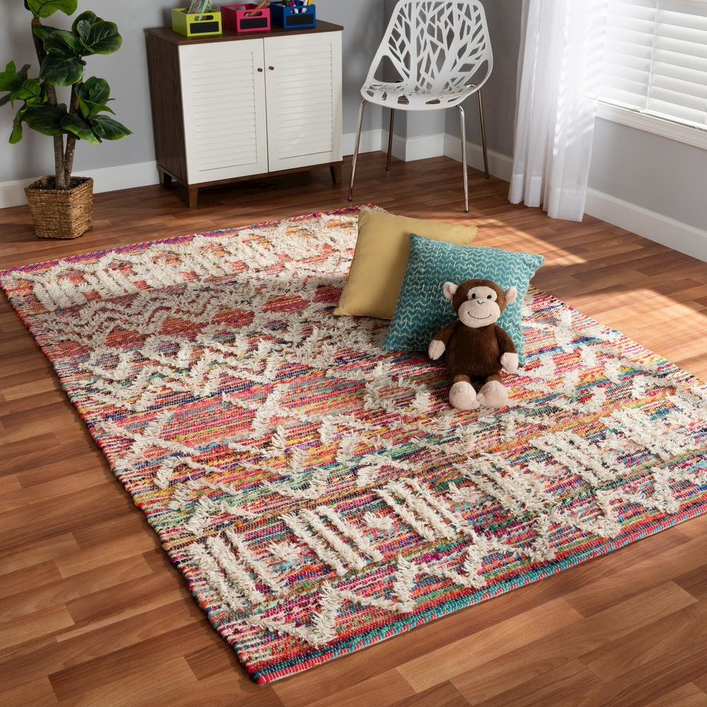Graydon Modern and Contemporary Multi-Colored Handwoven Fabric Blend Area Rug. Picture 7
