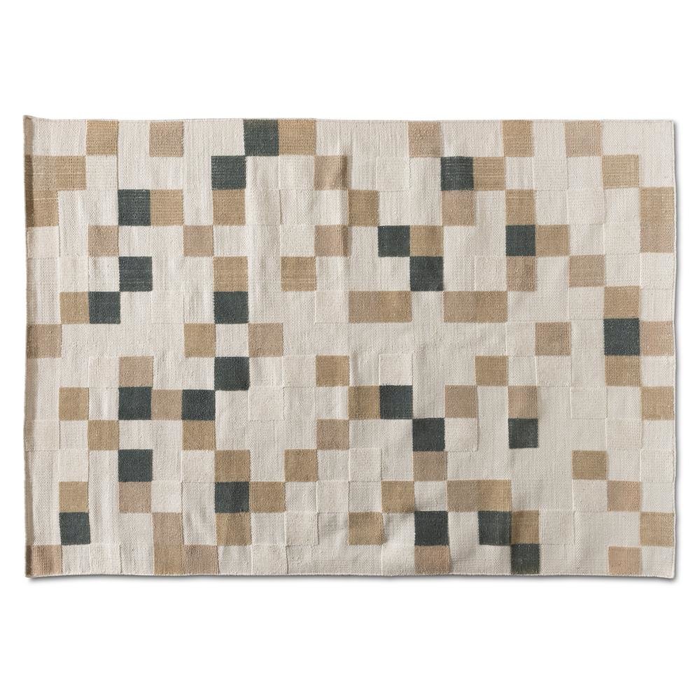 Ivory and Grey Handwoven PET Yarn Indoor and Outdoor Area Rug. Picture 5