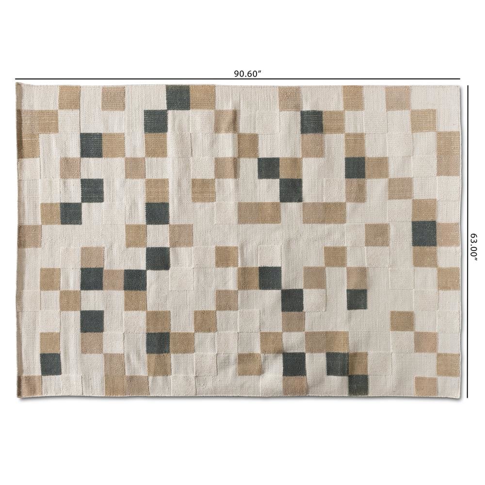 Ivory and Grey Handwoven PET Yarn Indoor and Outdoor Area Rug. Picture 8
