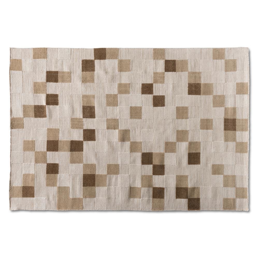 Ivory and Beige Handwoven PET Yarn Indoor and Outdoor Area Rug. Picture 5