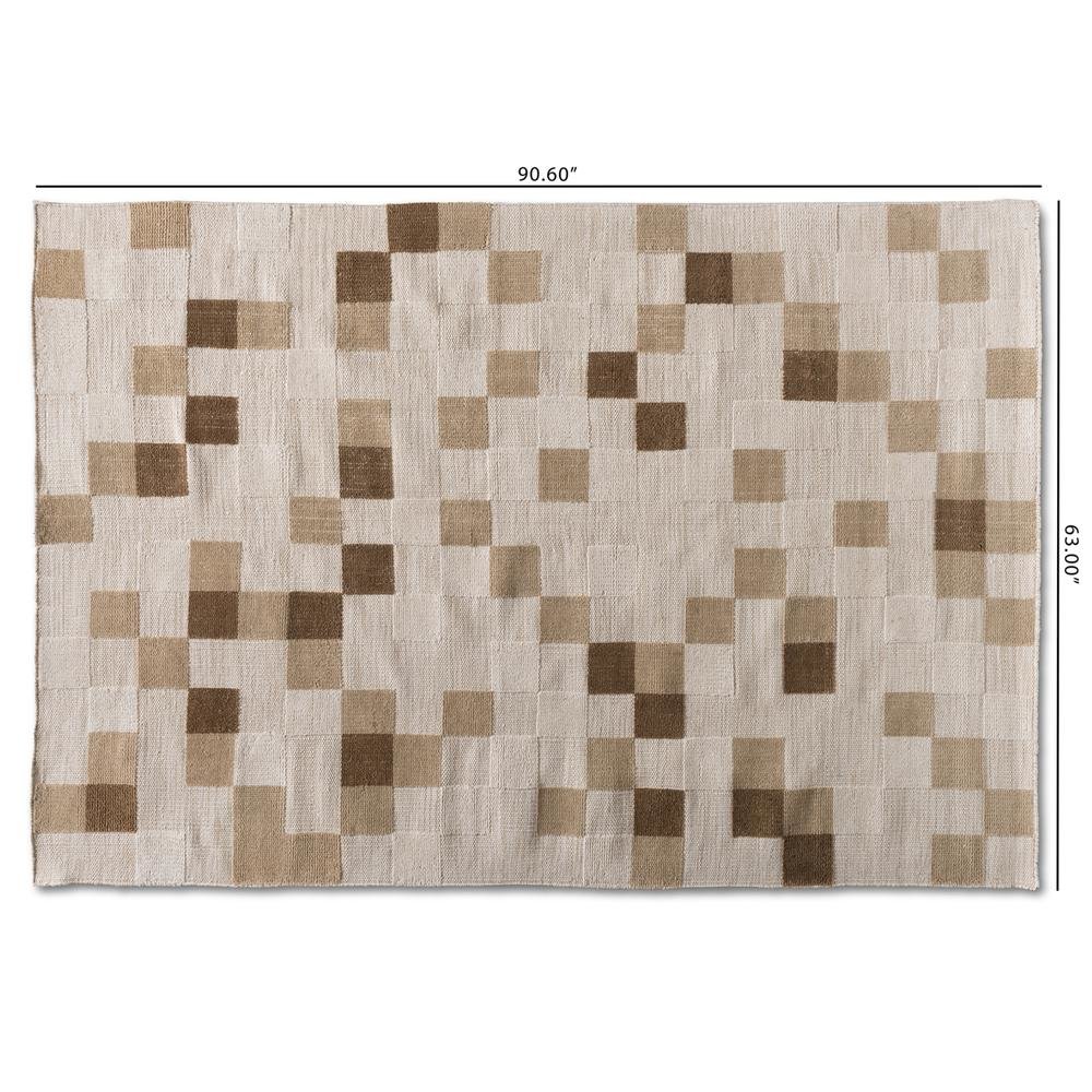 Ivory and Beige Handwoven PET Yarn Indoor and Outdoor Area Rug. Picture 8